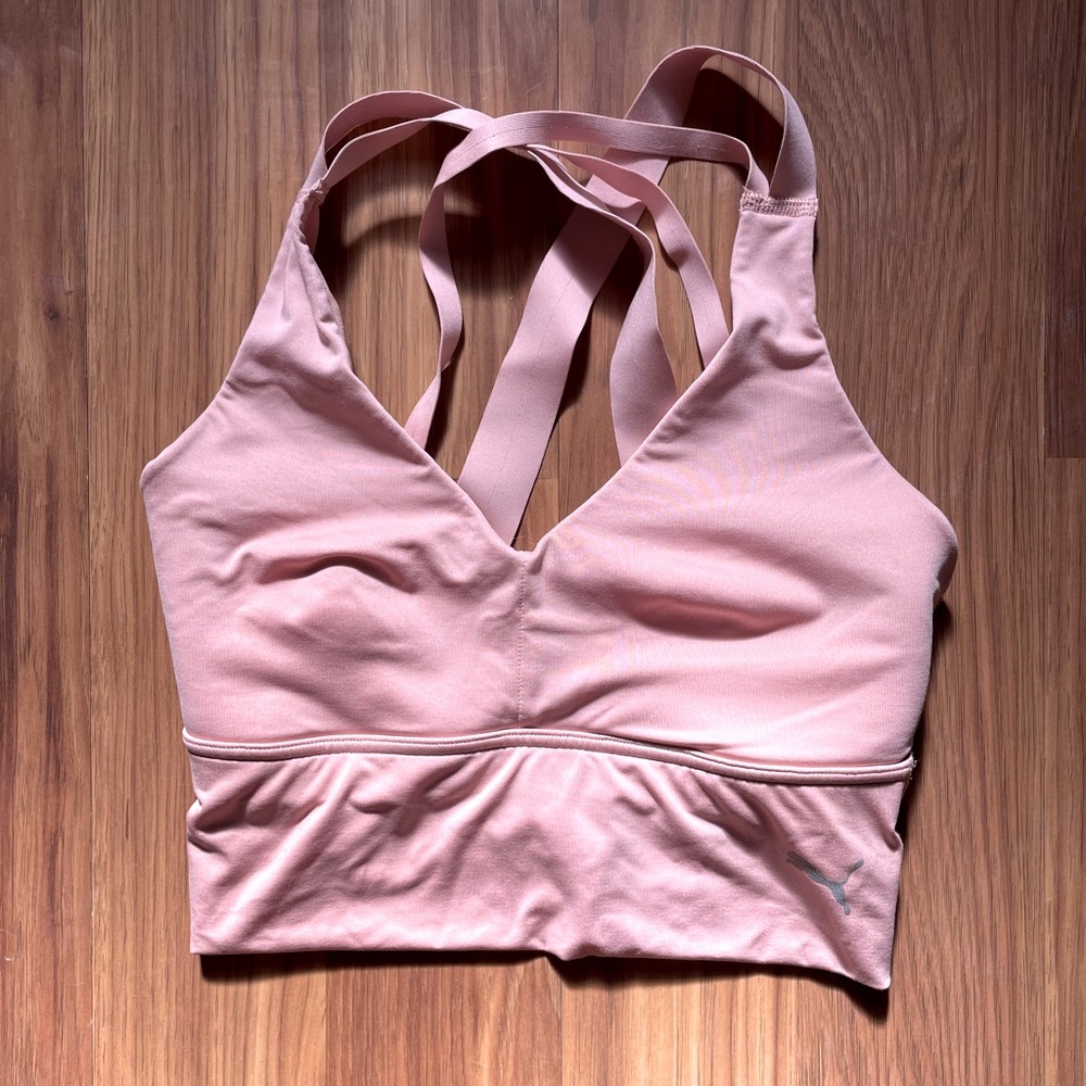 Puma sports bra...long line pink. Size small